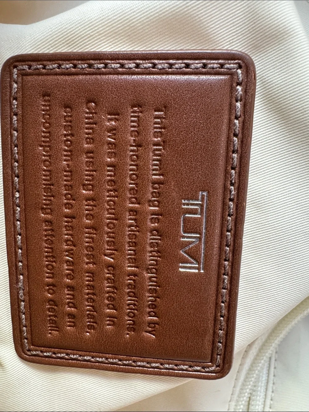 Tumi Two-Tone Tan and Brown Leather-Trim Satchel or laptop bag